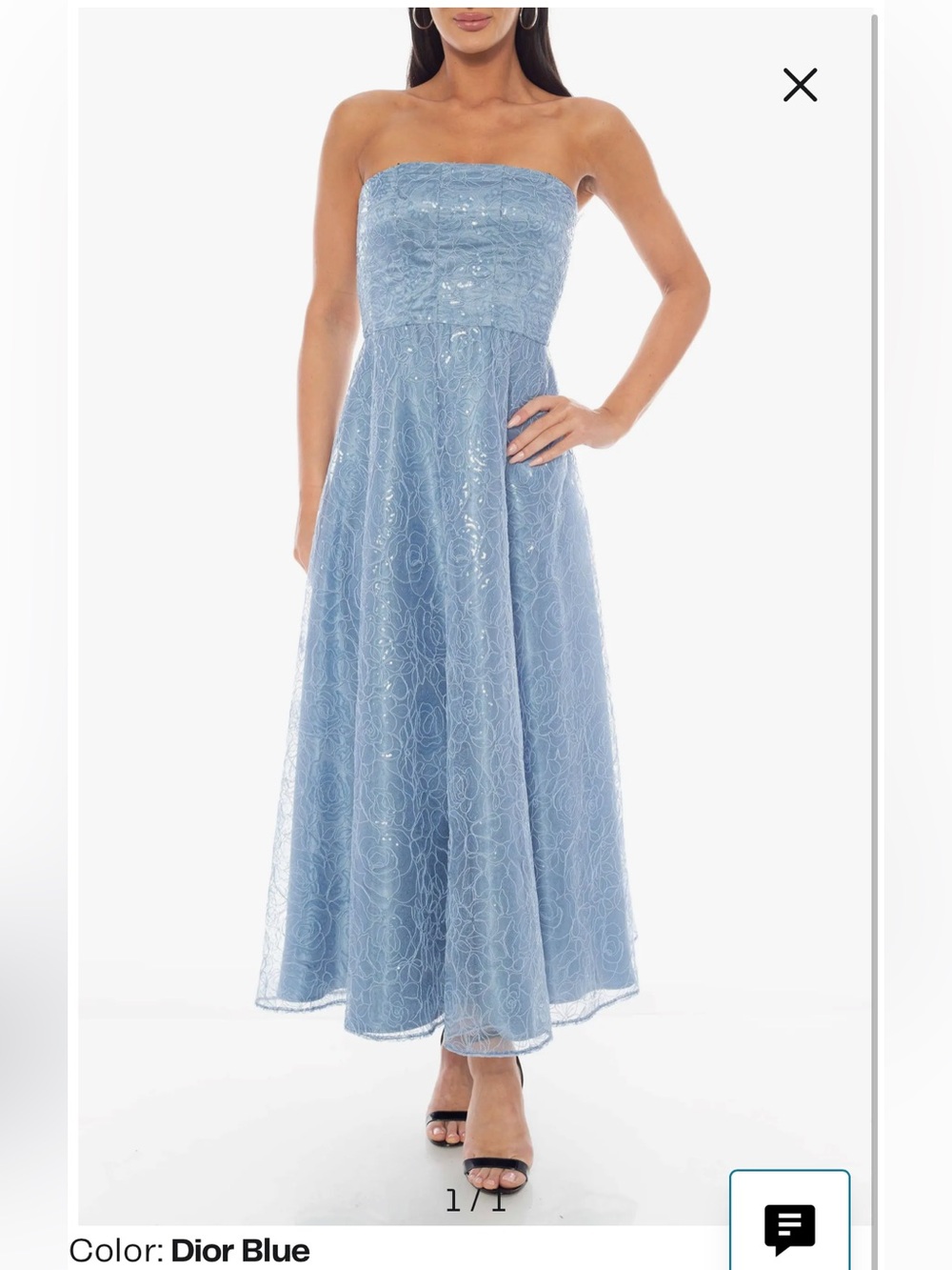 Oleg Cassini Strapless Lace Sequin Dress — Lt Blue - NWT